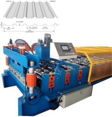 Metal Box Profile Roofing Sheet Roll Forming Machine Dikendalikan oleh PLC