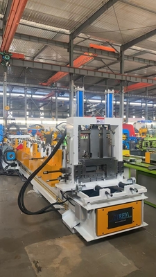 Otomatis Mengubah Ukuran C Purlin Roll Forming Machine Dengan 20 Stasiun